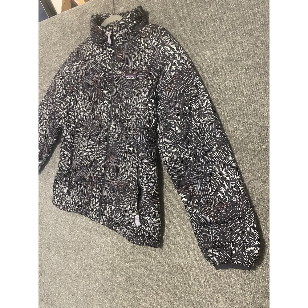Patagonia PufferJacket Youth XL Kids Duck Down Insulation Blue Nature Print